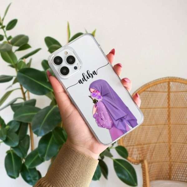 “Hijab Girl Clear Name Case – Custom Phone Cover”