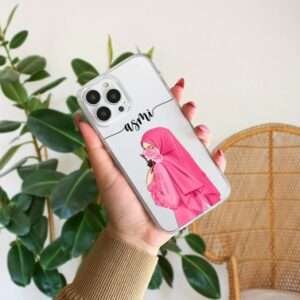 “Hijab Girl Clear Name Case – Custom Phone Cover”