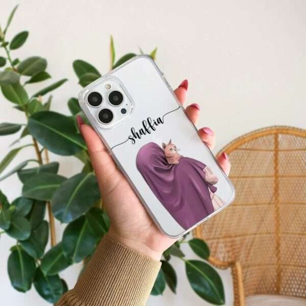 “Hijab Girl Clear Name Case – Custom Phone Cover”
