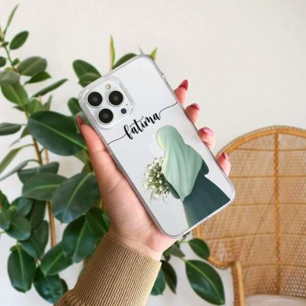 “Hijab Girl Clear Name Case – Custom Phone Cover”
