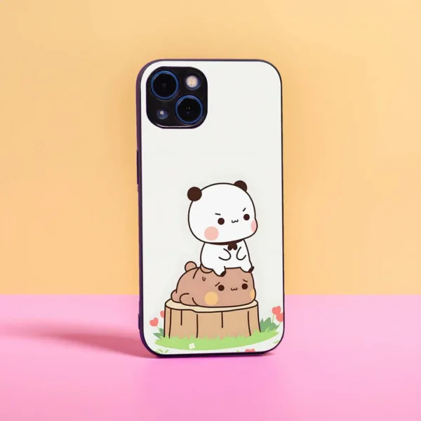 alt="Cute Panda & Bear Cartoon Phone Case – Stylish Kawaii Protective Cover"