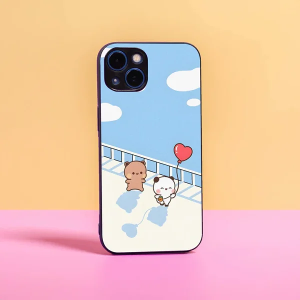 “Cute Cartoon Couple Phone Case with Balloon Design – Sanacreations”