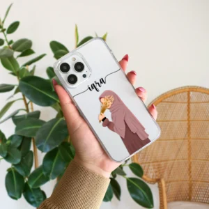 “Hijab Girl Clear Name Case – Custom Phone Cover”