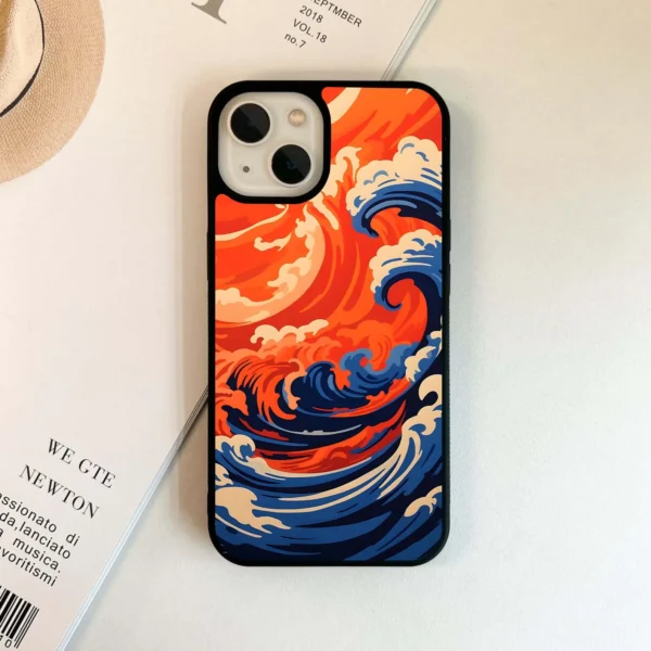 Orange Ocean Waves Case